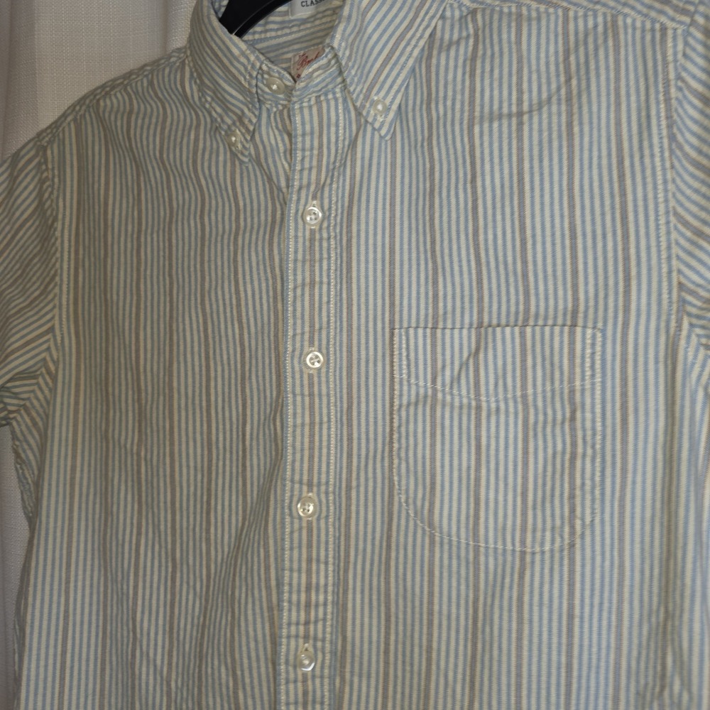 J.Crew Broken-In Oxford Shirt Mens Small Striped Classic Fit Organic Cotton SS